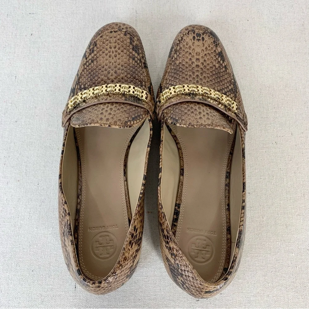 Tory Burch~Women’s “Roccia” Python Gemini‎ Link Leather Loafers/Flats~Sz 10.5 - Picture 8 of 13